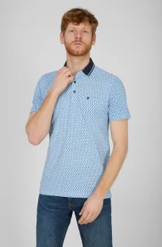 Мужское голубое поло с узором Голубой 3XL Pierre Cardin PC.-C5 20944.2072