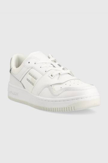 Кожаные кроссовки Tommy Jeans BASKET CUPSOLE цвет белый EM0EM01194 Кожаные кроссовки Tommy Jeans BASKET CUPSOLE цвет белый EM0EM01194