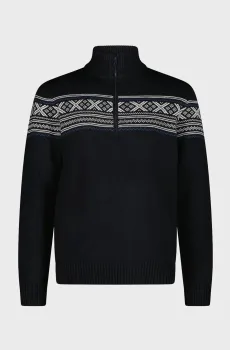 Мужская темно-синяя шерстяная кофта с узором WINDPROOF Синий 52 CMP 7H77510-N950