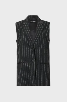 Женский черный жилет в полоску ELONGATED PINSTRIPE Черный 40 Karl Lagerfeld B2W14004