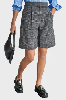 Женские серые шерстяные шорты в клетку Серый 4 DKNY D2G4A193