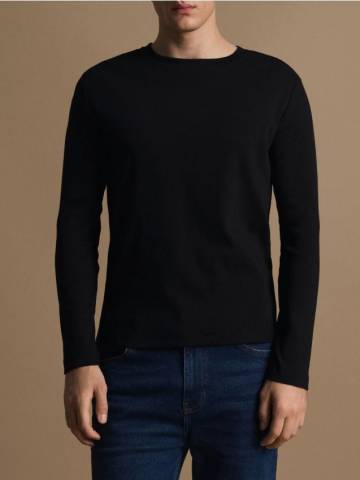 Reserved - Бавовняний лонгслів - чорний - 435GQ-99X