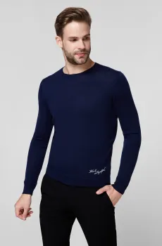 Мужской темно-синий кашемировый джемпер Синий S Karl Lagerfeld 502307.655042;690