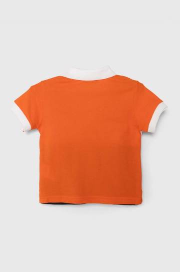 Детское хлопковое поло United Colors of Benetton цвет оранжевый узорный Детское хлопковое поло United Colors of Benetton цвет оранжевый узорный