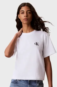 Женская белая футболка BOXY LEFT CHEST MONOLOGO Белый XS Calvin Klein Jeans LV047G826G