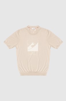 Детская бежевая футболка с принтом