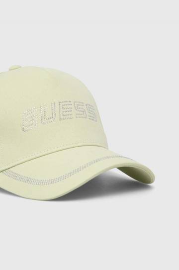 Хлопковая кепка Guess цвет зелёный с аппликацией Хлопковая кепка Guess цвет зелёный с аппликацией