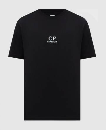 Черная футболка с принтом эмблемы