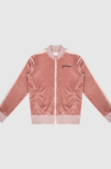 Детский розовый велюровый бомбер с логотипом