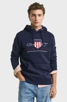 Мужское темно-синее худи REG ARCHIVE SHIELD Синий 3XL Gant 2047082