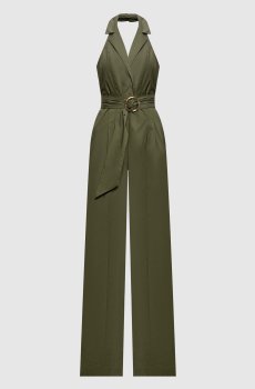 Зеленый комбинезон с открытой спиной