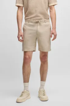 Мужские бежевые льняные шорты Бежевый 52 BOSS 50538016;275