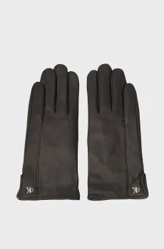 Женские черные кожаные перчатки METAL Черный M-L Calvin Klein LV04F9011G