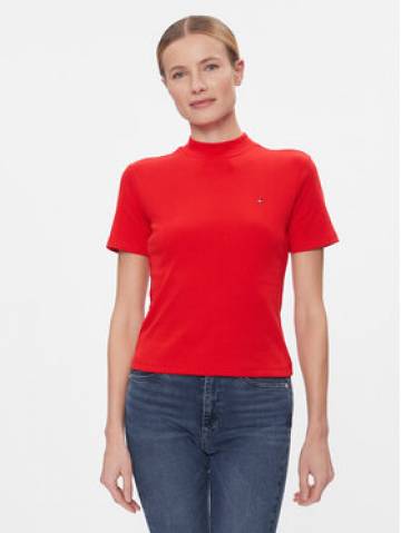 Tommy Hilfiger Футболка New Cody Slim Crop Mock-Nk WW0WW40586 Червоний Slim Fit Tommy Hilfiger Футболка New Cody Slim Crop Mock-Nk WW0WW40586 Червоний Slim Fit
