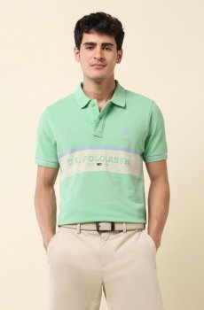U.S. Polo Assn. Men Brand Logo Printed Polo Collar Slim Fit T-shirt