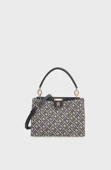 Женская темно-синяя сумка с узором SATCHEL Синий ONESIZE Tommy Hilfiger AW0AW18639