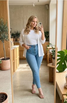 Джинси скіни Plus Size - синій