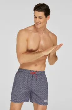 Мужские темно-синие плавательные шорты с узором Синий S MARC&ANDRE MS21-01