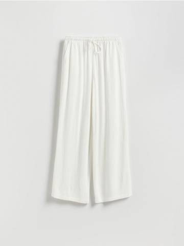 Reserved - Вільні штани з льоном - кремовий - 457FM-01X