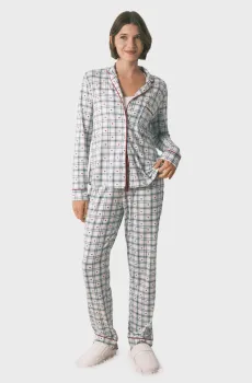 Женская пижама в клетку (рубашка, брюки) Разноцветный M womensecret 3792074