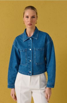Коротка джинсова куртка - синій