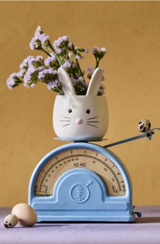 Горщик у формі зайчика - білий