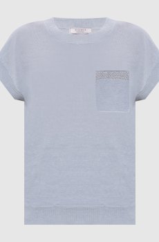 Голубой топ с льном