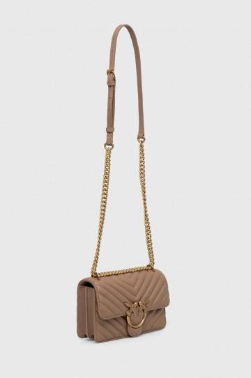 Кожаная сумочка Pinko цвет бежевый 100074 A0GK Кожаная сумочка Pinko цвет бежевый 100074 A0GK