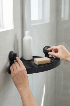 Полиця для ванної з присосками - чорний