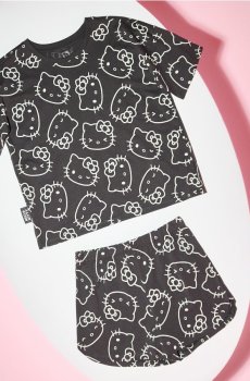 Двокомплектна бавовняна піжама Hello Kitty - темно-сірий