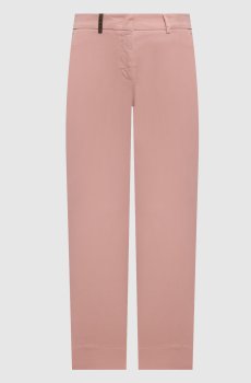 Розовые брюки с брендовым патчем