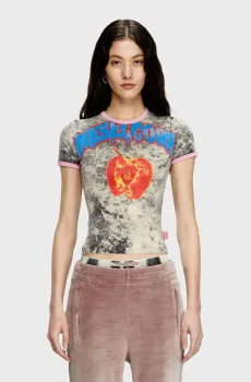 Женская футболка T-UNCUTIES-SHORT-Q1 Серый S Diesel A16825 0JQAU