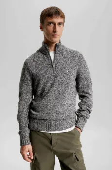 Мужская серая шерстяная кофта MULTI HTR MERINO ZIP MOCK Серый XL Tommy Hilfiger MW0MW33098
