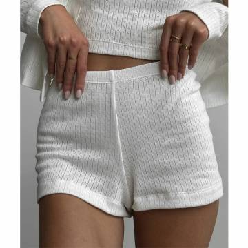 Шорты женские Miso Рибана, мини, молочные, размер M/L (13123)