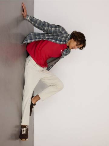 Reserved - Вельветові штани джогери - кремовий - 474GC-01X