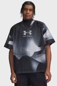 Мужская черная футболка с узором UA Icon Mesh Jersey Черный S Under Armour 6015032-008