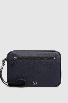 Синяя кожаная сумка VLogo