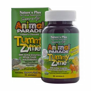 Витамины для детей NaturesPlus Animal Parade Tummy Zyme со вкусом тропических фруктов, 90 жевательных таблеток Витамины для детей NaturesPlus Animal Parade Tummy Zyme со вкусом тропических фруктов, 90 жевательных таблеток