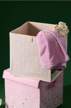 Коробка для зберігання з квітами - кремовий