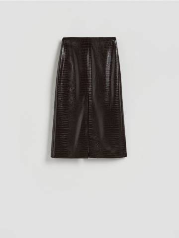 Reserved - Спідниця з анімалістичним візерунком - темно коричневий - 726EH-89X