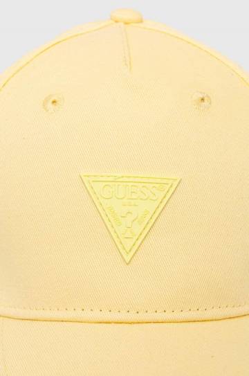 Детская хлопковая кепка Guess цвет жёлтый с аппликацией