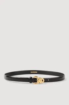 Женский черный кожаный ремень Черный S Sandro SFACE00434_BlackSS26