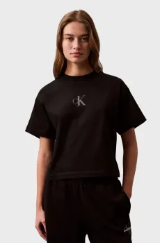 Женская черная футболка SS CROPPED TEE Черный XXS Calvin Klein Jeans LV047B843G