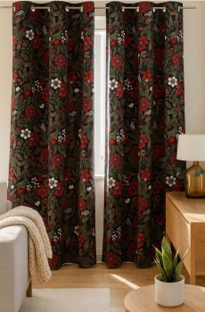 Штора з квітковим візерунком - чорний