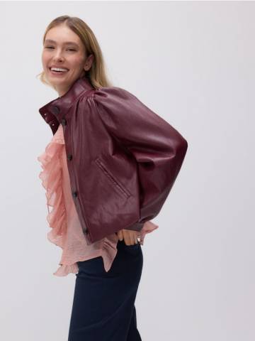 Reserved - Укорочена куртка зі штучної шкіри - burgundy - YT954-53X Reserved - Укорочена куртка зі штучної шкіри - burgundy - YT954-53X