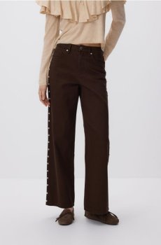 Reserved - Широкі джинси з аплікацією - коричневий - 855JH-88J