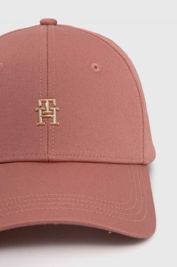 Хлопковая кепка Tommy Hilfiger цвет розовый однотонная Хлопковая кепка Tommy Hilfiger цвет розовый однотонная