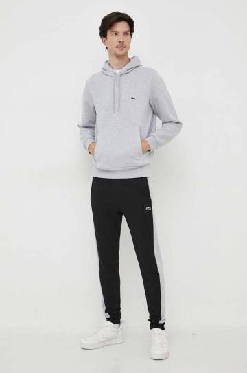 Кофта Lacoste цвет серый с капюшоном однотонная Кофта Lacoste цвет серый с капюшоном однотонная