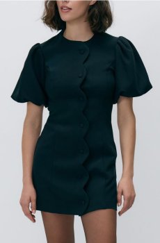 Reserved - Сукня з декоративними ґудзиками - чорний - 329HU-99X