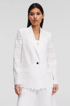 Женский белый жакет EMBROIDERY Белый 42 Karl Lagerfeld 241W1401